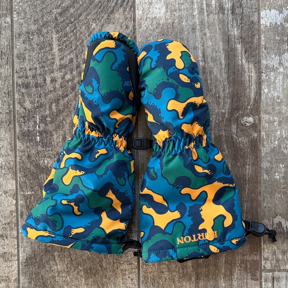 Burton Kids' Mittens - Blue and Yellow Camouflage